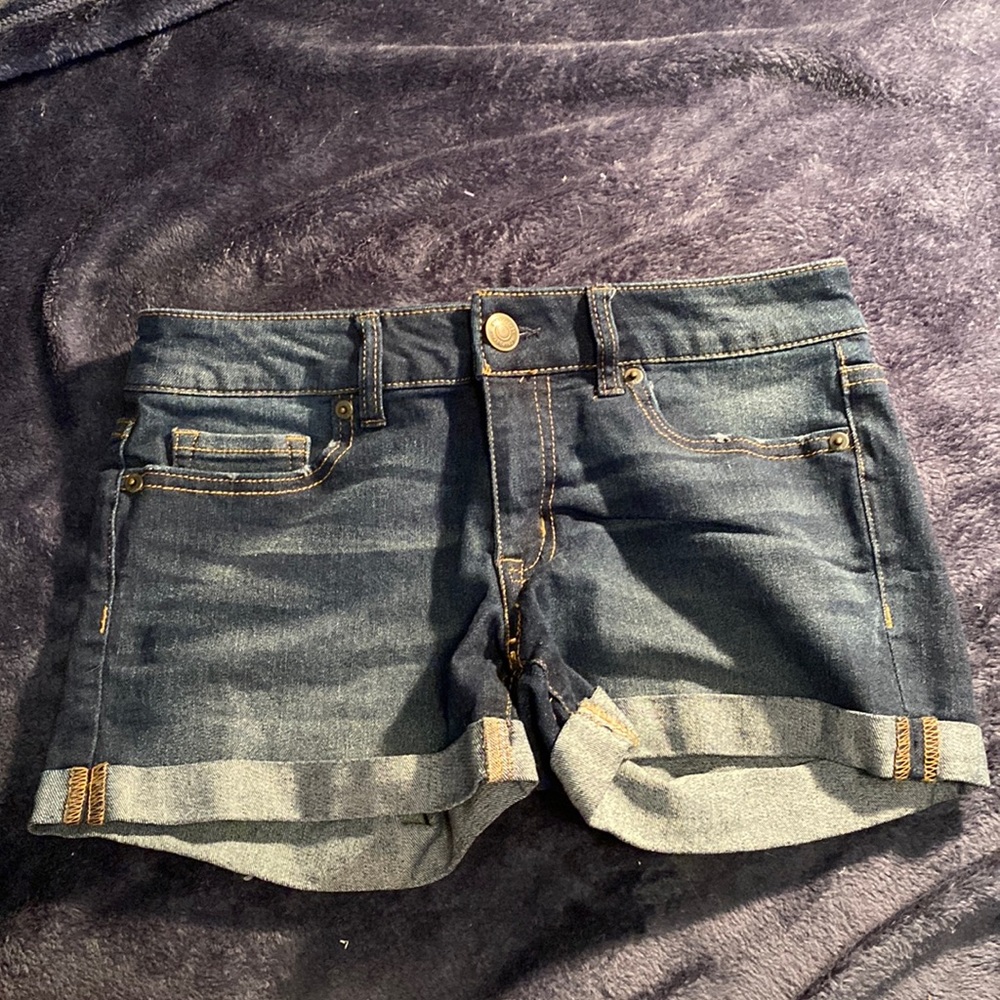 dark blue aero jean shorts